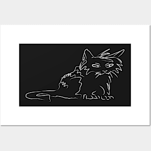 Kitten - White Outline Posters and Art